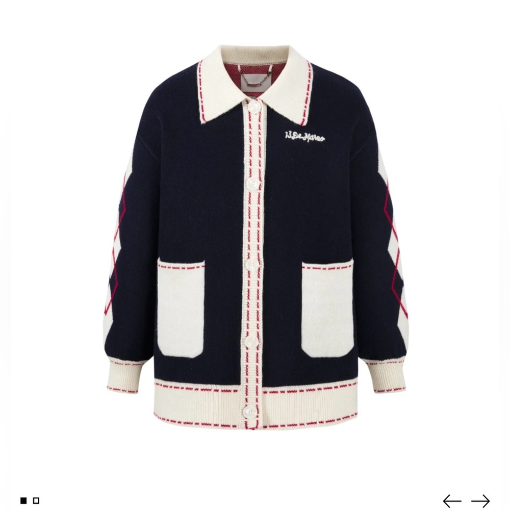 13DE MARZO Bear Lapel Nostalgic Campus Cardigan